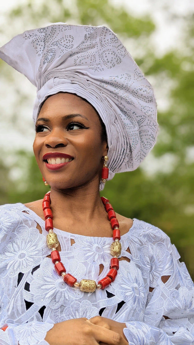 African Aso Oke head wrap (Auto Gele) Amazon.com: Auto Gele African Head Tie of Nigeria ASO Oke  main image 4