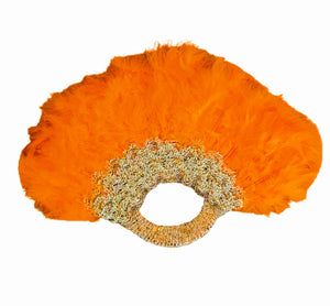 Dupsie's AurumAire Orange Nigerian African Wedding Feather Fan DPFFOG2
