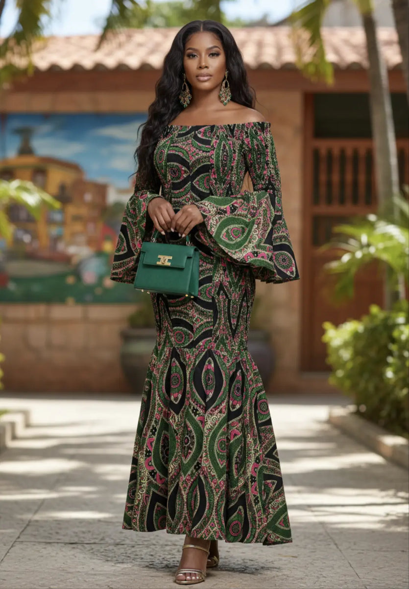 african print maxi dresses Laka Pink Green Black Smocked Ankara Dress – Dress by Dupsie’s African Fashion DPAKASD33 | African Fashion | Dupsie's Black Cocktail Dress Hand wash separately with Size:US 2 / EU 34 Women's Drop Waist Knit