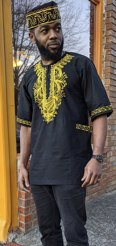 Black Dashiki With Gold Embroidery - Elevate Your Style – Dupsie's ...