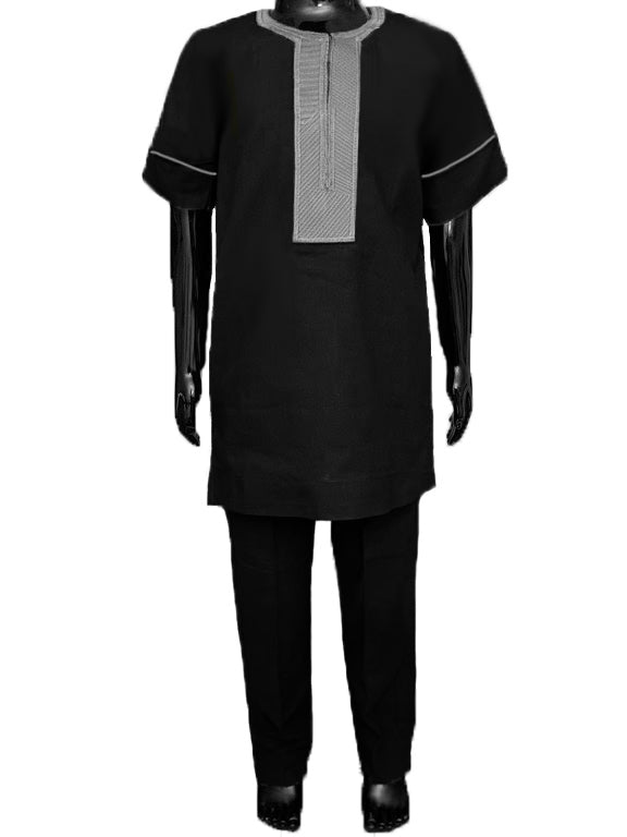 Childrens Black African Dashiki with Silver Embroidery-DPCBLKP6