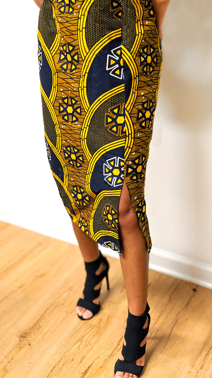 Folu African Print Midi Skirt Dp3210sk7 Dupsies African Fashion