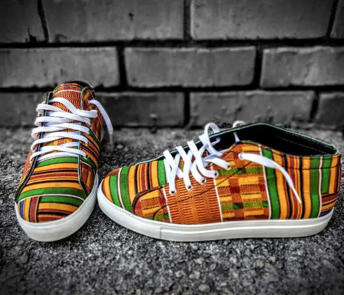 African Dashiki Adinkra Kente Black Sneakers for Men main image 1