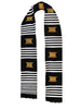 Black, Gold and White Handwoven Kente Sash- Scarf-DPS249