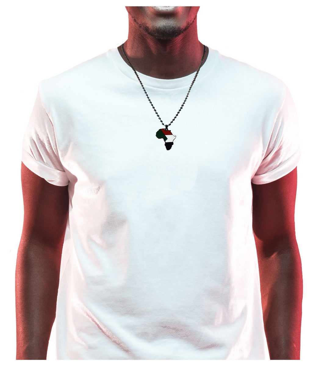 Sudan Flag Pendant Necklace Africa Map Necklace