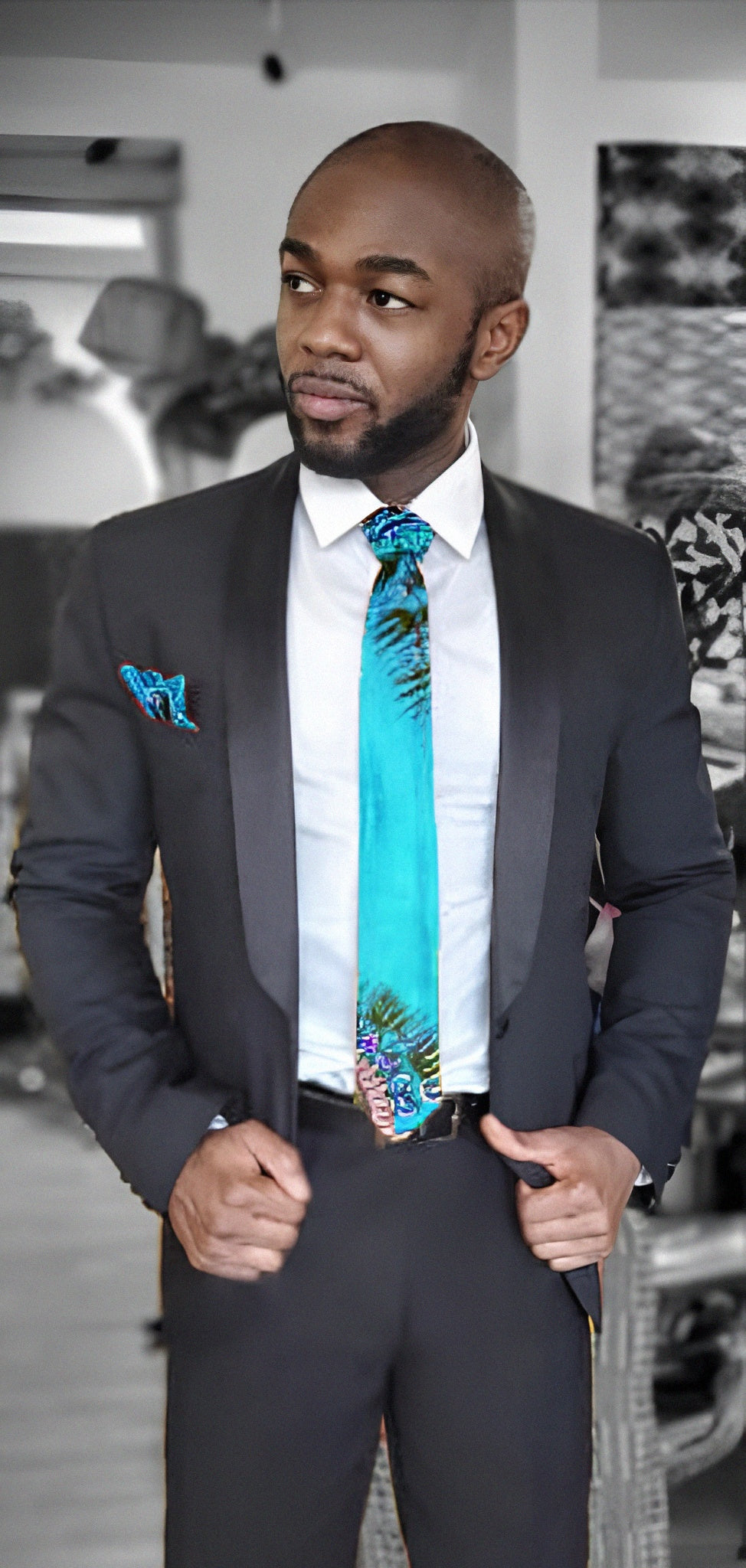 Blue African Print Necktie - Effortless Elegance