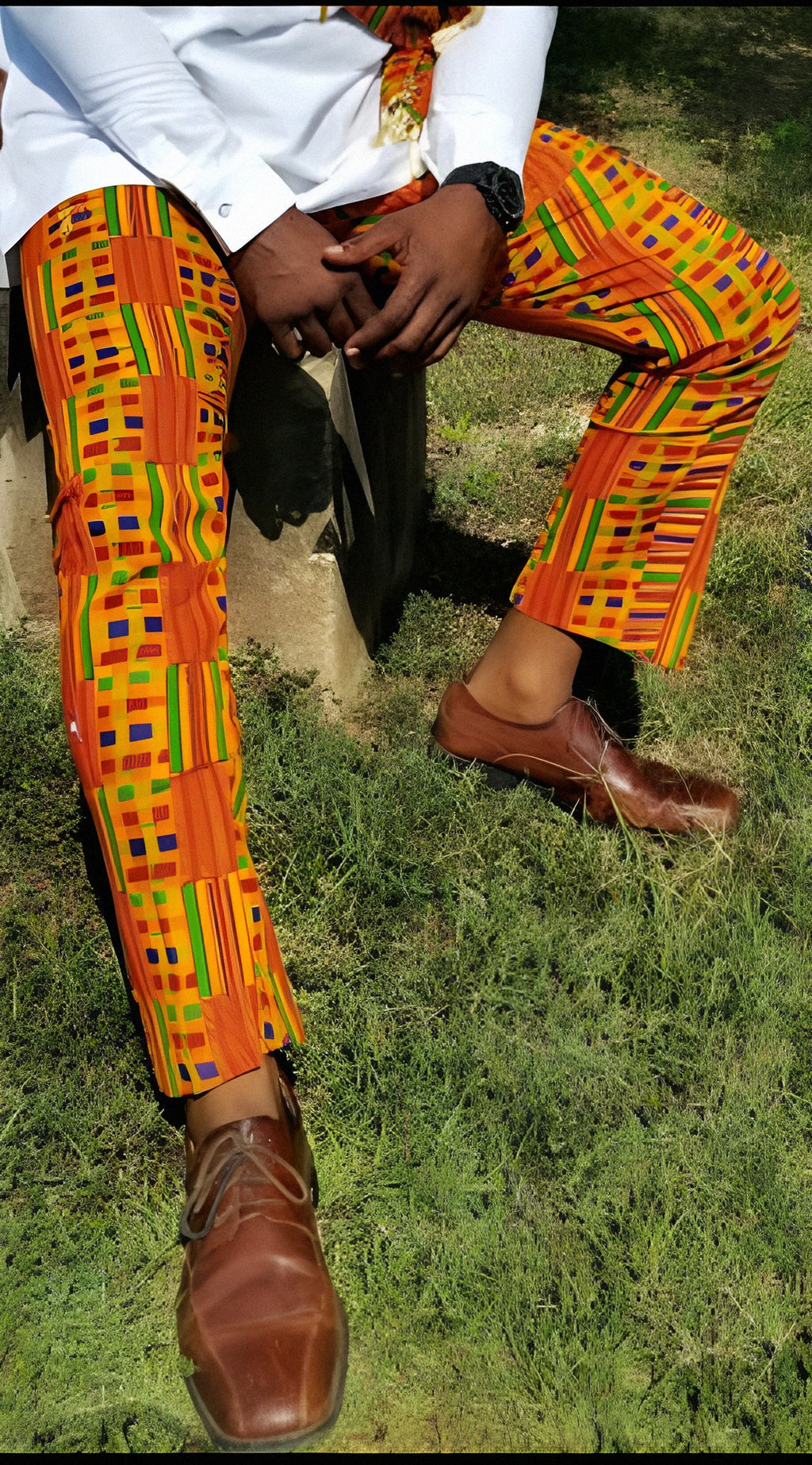 Selasi Kente African Print Slim fit Pants-DP3227MP