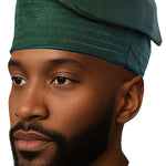 Green African ASO Oke Embroidered Cap | Traditional Nigerian Men’s Hat | Weddings | Celebratons