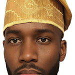 Gold African ASO Oke Embroidered Cap | Traditional Nigerian Men’s Hat | Weddings | Parties | Celebrations