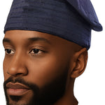 Navy Blue African ASO Oke Embroidered Cap | Traditional Nigerian Men’s Hat | Weddings | Celebratons