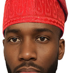 Red African ASO Oke Embroidered Cap | Traditional Nigerian Men’s Hat | Weddings | Celebratons