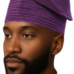 Purple African ASO Oke Embroidered Cap | Traditional Nigerian Men’s Hat | Weddings | Celebratons