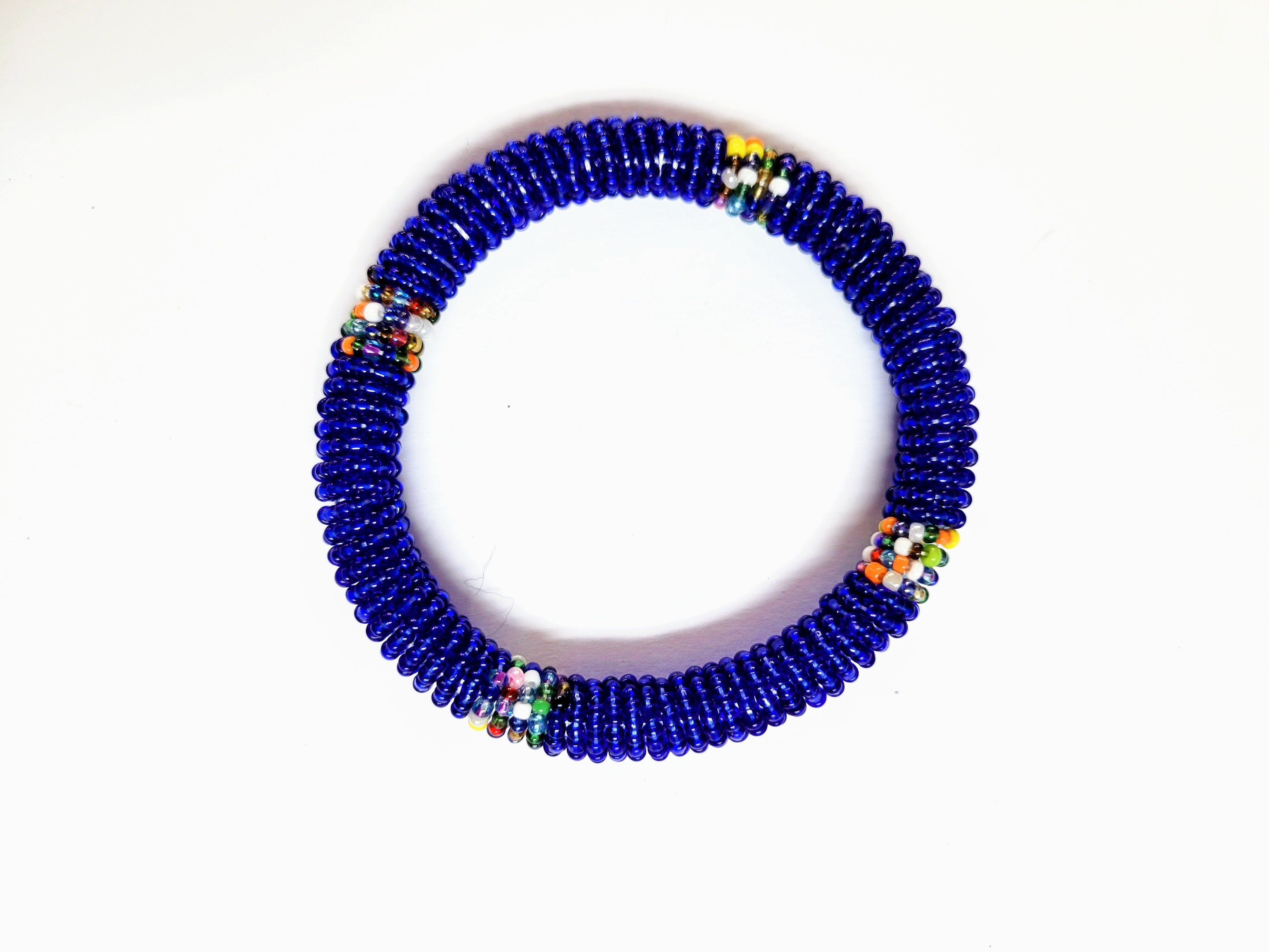 African Hauwa Royal-Blue fully beaded bracelet-DPJMRBB3