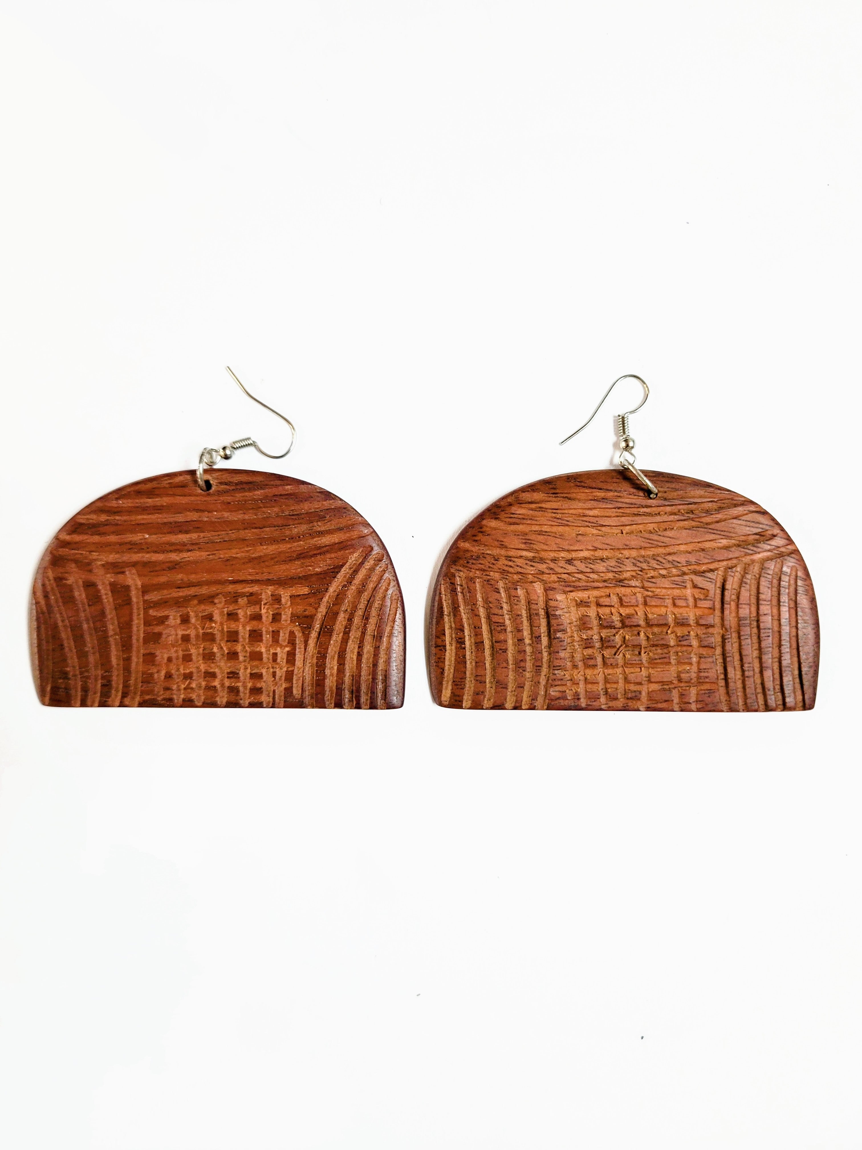 Thema crafted pair of handmade African Wooden Earrings-DPJGHE34