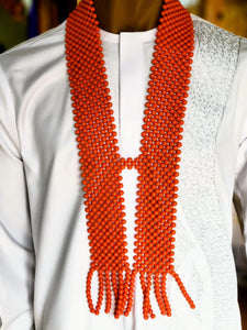 Abe coral-colored African beaded Edo necklace-DPJCB3w