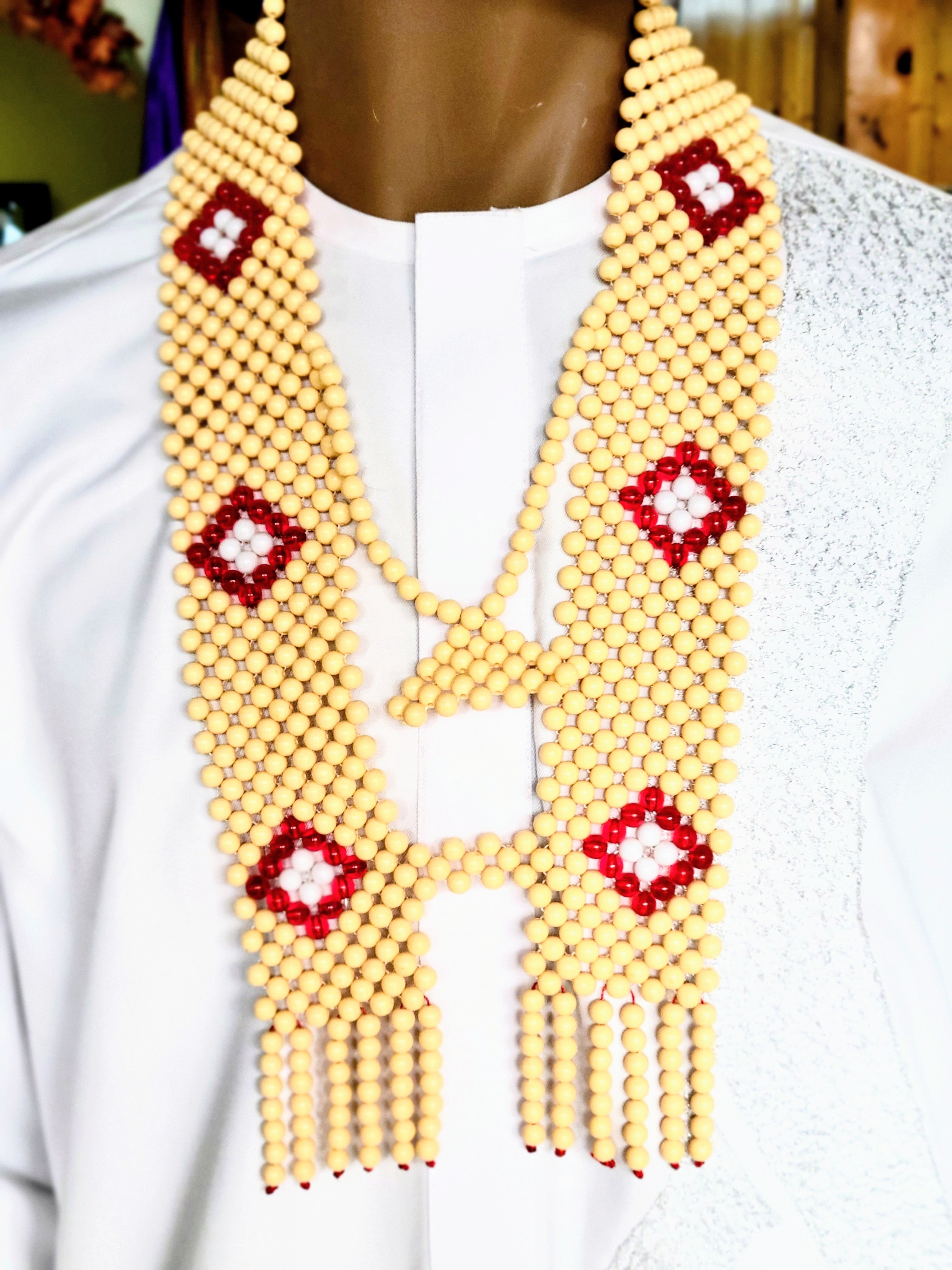 Exquisite African Imoukhuede beaded Edo necklace for men-DPJMB6