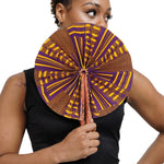 Maakye Purple & Gold African Print Foldable Fan DPPF252 | Dupsie’s African Fashion