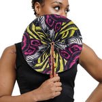 Dupsie's Tama Fuchsia-Pink Green African Print Foldable Fan DPPFFPG