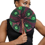 Adamma Elegance Green Multicolored African Print Retractable Foldable Ankara Fan DPPF4099| Dupsie’s African Fashion – Authentic African Clothing & Accessories - Dupsie's African Fashion