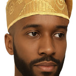 Gold African ASO Oke Embroidered Cap | Traditional Nigerian Men’s Hat | Weddings | Parties | Celebrations