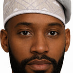 Grey Embroidered Aso Oke Hat for Men - Traditional Yoruba Fila | Dupsie's African Fashion DPH675 | Aso Ebi | Dupsie's by Dupsie's African Fashion