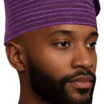 Purple African ASO Oke Embroidered Cap | Traditional Nigerian Men’s Hat | Weddings | Celebratons