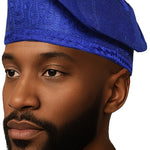 Blue African ASO Oke Embroidered Cap | Traditional Nigerian Men’s Hat | Weddings | Celebratons