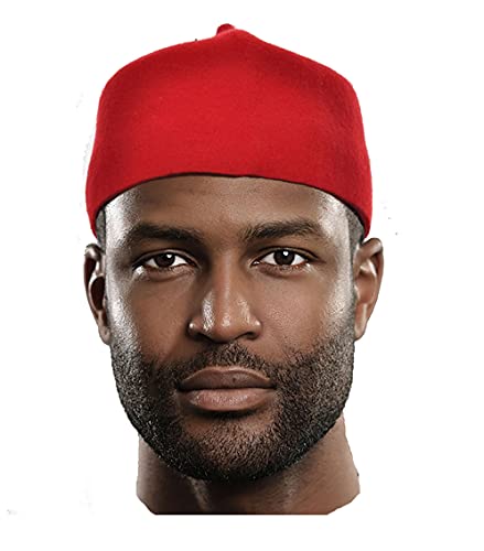 Red African Cap Igbo Ozo Chief Fez Wool Hat - Dupsie's – Dupsie's ...