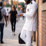 Defunfun White African Senator Kaftan Dashiki Set for Men DPASWMCP3 by Dupsie's African Clothing