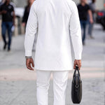 Defunfun White African Senator Kaftan Dashiki Set for Men DPASWMCP3 by Dupsie's African Clothing