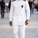 Defunfun White African Senator Kaftan Dashiki Set for Men DPASWMCP3 by Dupsie's African Clothing