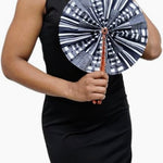 Ghanaian Kente African print Black White fan