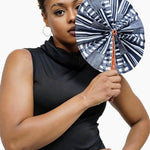 White Black African foldable portable fan