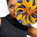 Blue and Orange Ankara fan dupsies