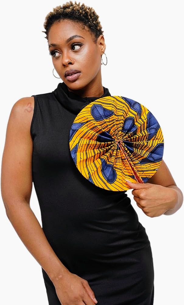 Hot flash African print fan