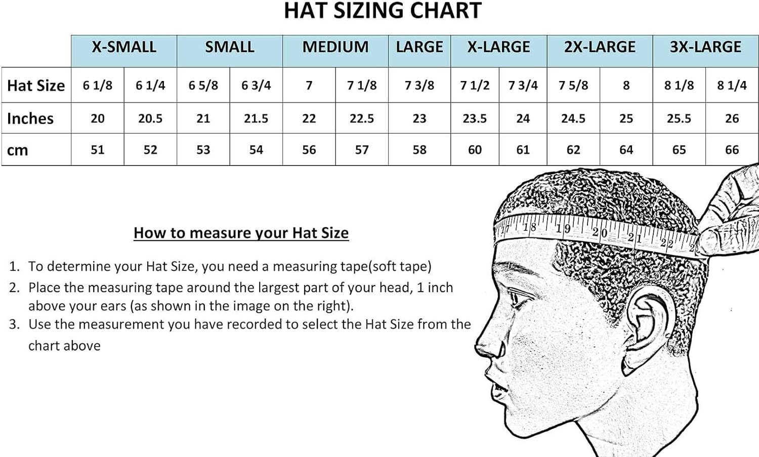 African hat size chart guide Dupsie's
