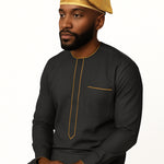 Gold African ASO Oke Embroidered Cap | Traditional Nigerian Men’s Hat | Weddings | Parties | Celebrations