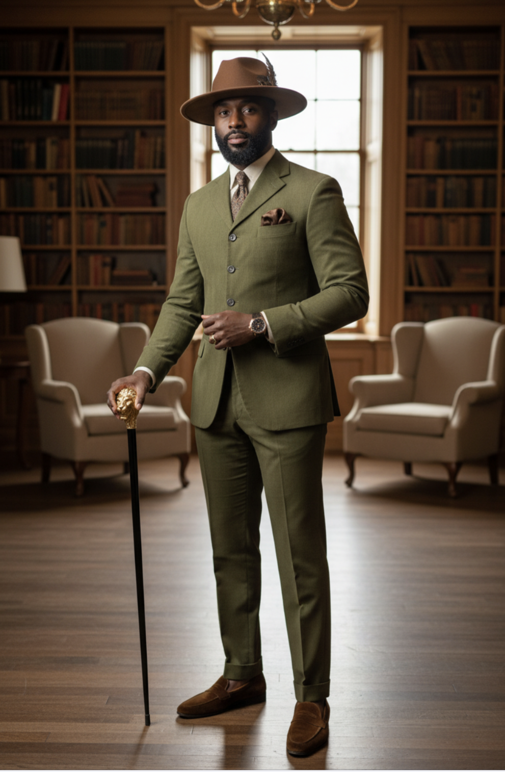 Adeleke Okive Green African Aso Oke Suit by Dupsie's African Fashion