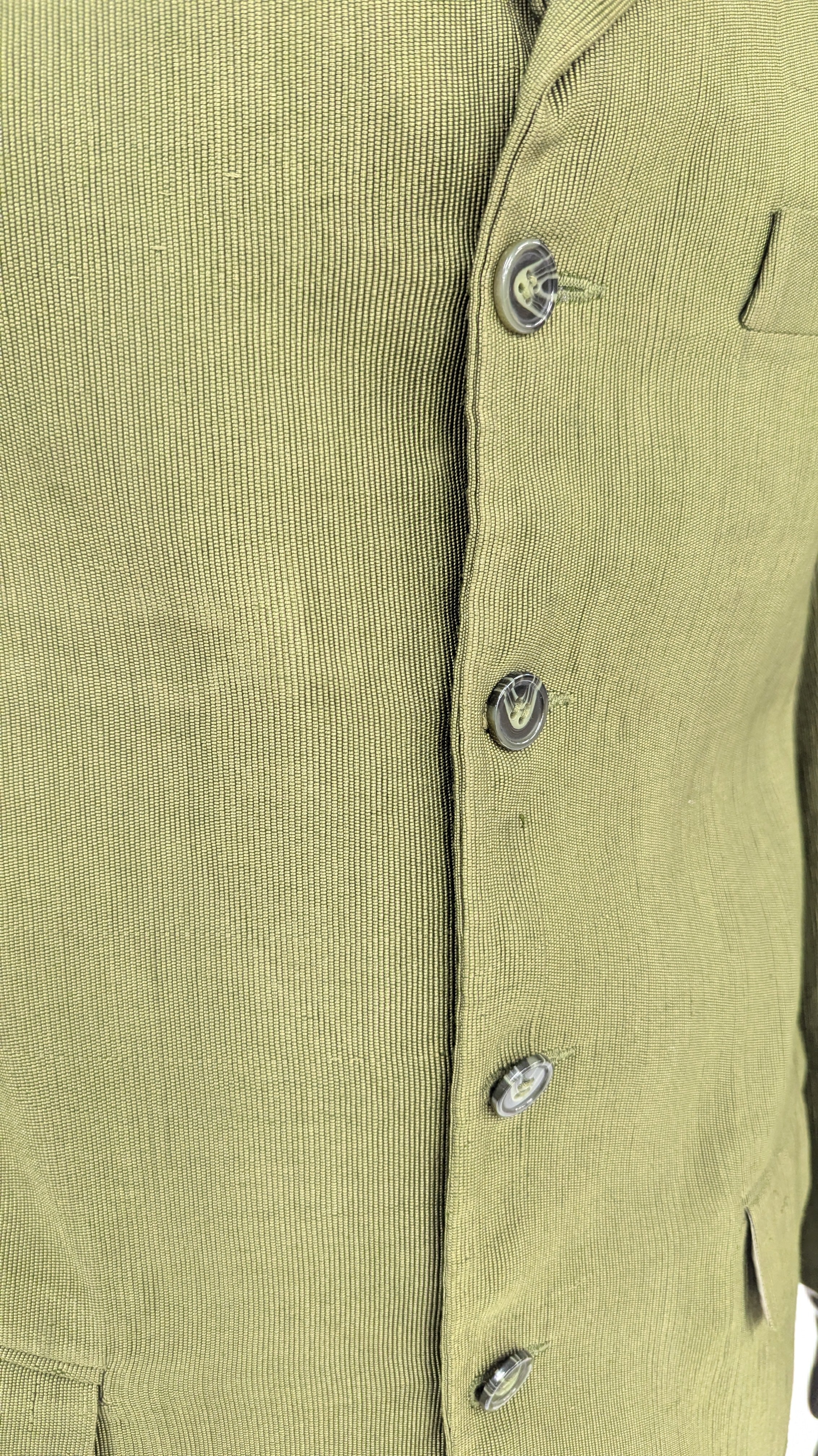 Olive Green African Blazer and Pants Set with Traditional Fabric