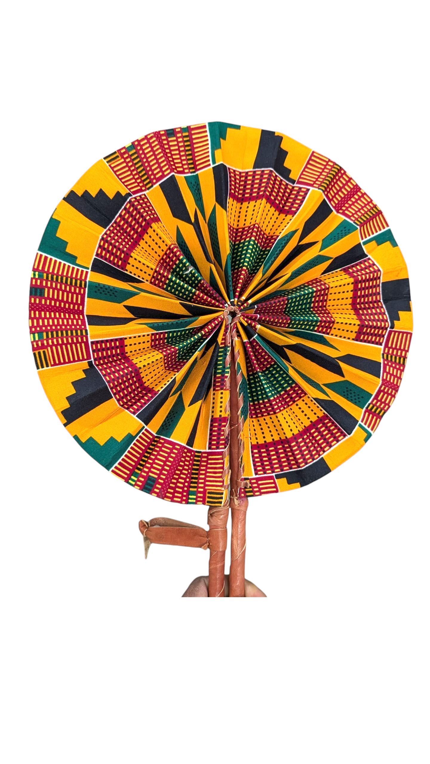 African print Kente leather hand fan Dupsies