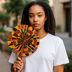Dupsie's Aife Gold Kente African Print Retractable Foldable Hand Fan DPPF588