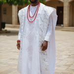 All White Aso Oke Grand boubou Robe by Dupsie's African fashion