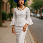 Dupsie's Laila Lace Ensemble All White African Lace Top and Drawstring Skirt DPSWTSS21