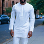 Dupsie's Majestic Afolayan All-White African Senator Dashiki Suit DPASAWE5