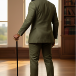 Detailed View of Aso Oke Style Suit for Men Olive Green