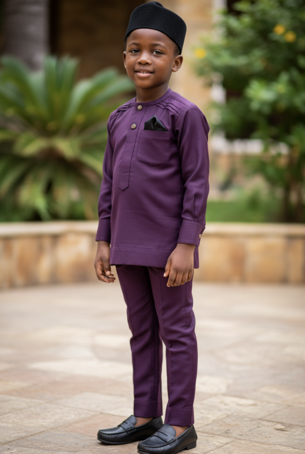 Atunde Purple African Senator Dashiki Top with Vent Design by Dupsie's African Fashion