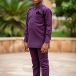 Atunde Purple African Senator Dashiki Top with Vent Design by Dupsie's African Fashion