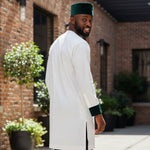 Back view African senator ivory and green velvet design Dupsie's