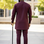 Dupsie's Edekan Burgundy African Senator Dashiki Suit for Men DPASBW22 