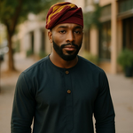 Burgundy Gold Aso Oke hat
